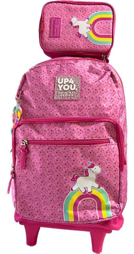 Mochila Rodinhas Rosa Unicórnio - Luxcel 53cm X 30cm 20l