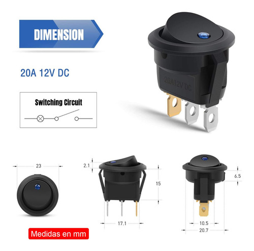 Interruptor Led Redondo Nilight 90013l Varios Colores