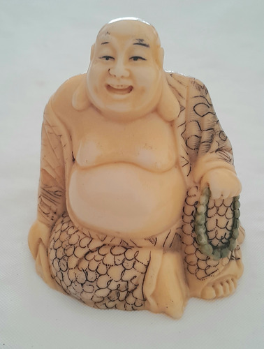 Antiguo Netsuke Buda En Noble Material Firmado (Usado)