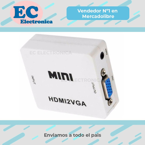 Convertidor Hdmi A Vga Activo Audio Incorporado + Cuotas