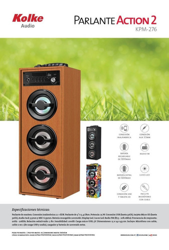 Parlante Portatil Bluetooth Karaoke Kolke Kpm-276 + Mic