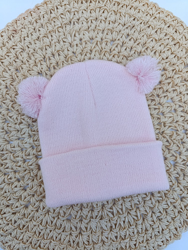Gorro De Lana Para Bebe Gorrito Invierno Bebe Rosa Claro Pompon 6 Unico Lana Cashmilon