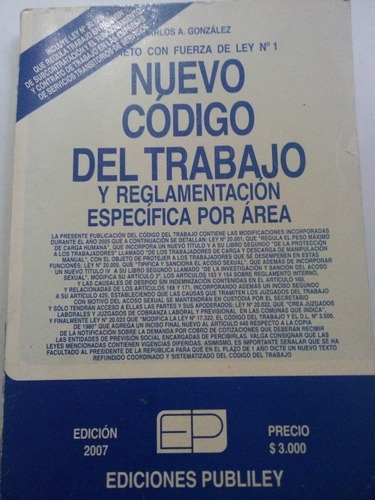 Leyes Chilenas Nuevo Código Del Trabajo Carlos A. González