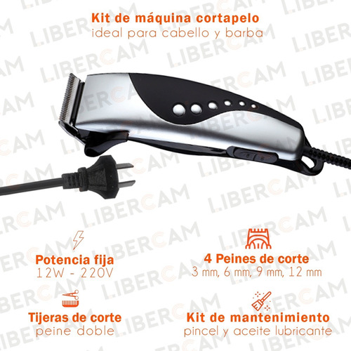 Maquina Cortar Pelo Kit Peluqueria Afeitadora Corta Barba