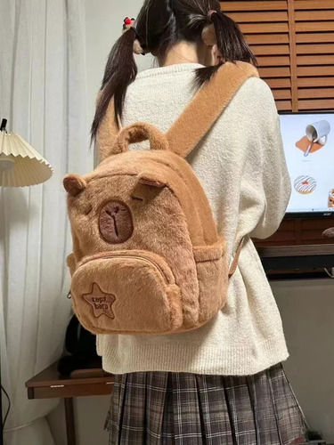 Camexuny Bonita Mochila De Peluche Para Muñecas Capibara, Mochila De