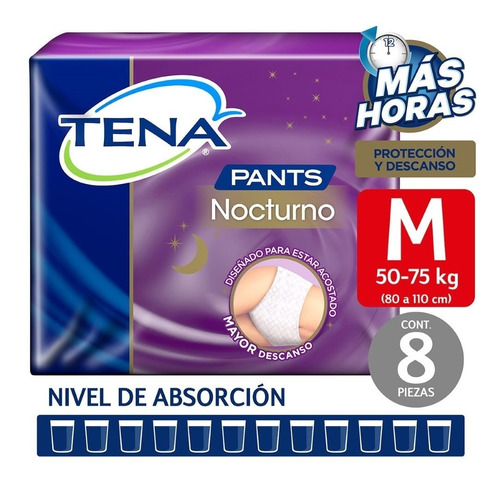 Pañal Adulto Tena Pants Nocturno Talla Ch/m 8 Un