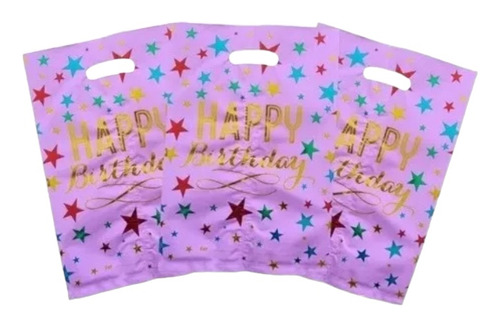 Bolsas Para Dulces Piñata Happy Birthday Rosa X10 Unidades 