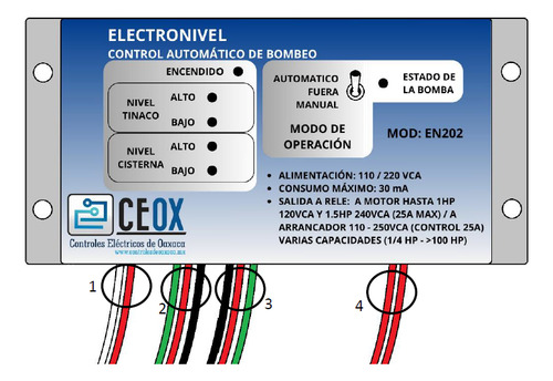 Controlador Automatico De Bombeo (cisterna-tinaco) 110-220v