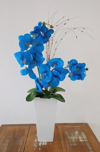 2 X Orquidea Artificial Silicone Azul Flores Artificiais Zul | Parcelamento  sem juros