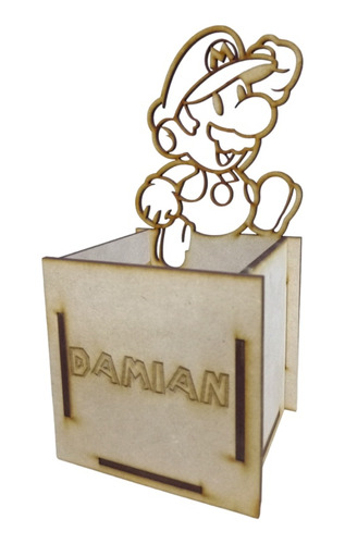 8 Cajas Fiesta  Mario Bros Dulces Personalizadas Mdf Laser