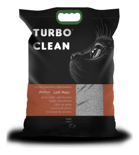 Arena Sanitaria Turbo Clean Aglutinante Café Moka 10kg x 10kg de peso neto  y 10kg de peso por unidad