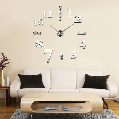 Z Reloj De Pared 3d Grande Sin Marco, Moderno, Mudo, Con