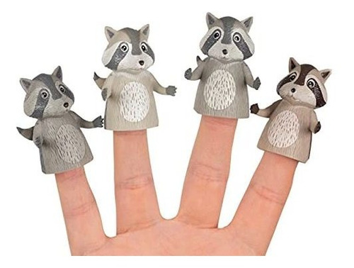 Títeres - 4 Piece Set Finger Raccoons Finger Puppets