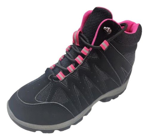 Botín Outdoor Trekking Negro Fucsia Mujer 