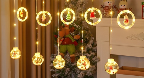 Imagen 1 de 6 de Serie De Luces Navideña Cascada De Esfera Con Santa 2 Pack