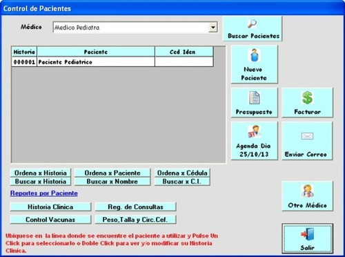 Programa Control Consultorios Medicos Pediatra