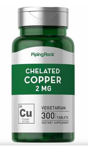 Chelated Copper (cobre) 2 Mg X 300 Tabletas - Piping Rock