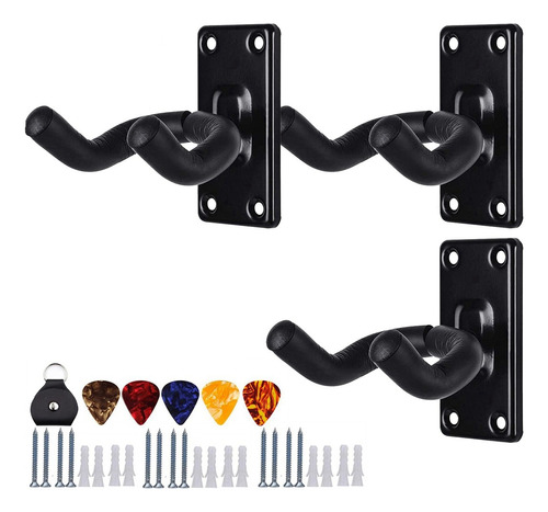 3 Piezas Gancho Soporte De Pared Para Guitarra Y Regalo