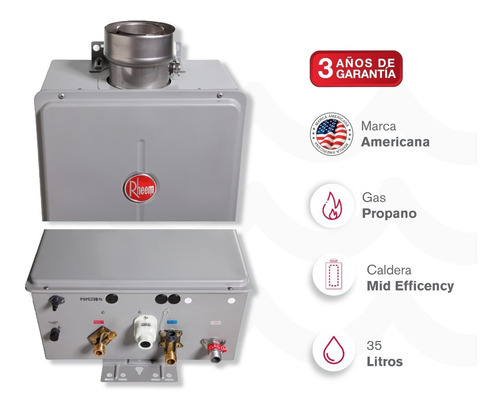 Caldera Cámara Estanca 35lt Gas Propano Mid Efficiency Rheem