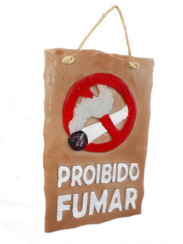 Imagem 5 de 5 de Placa Proibido Fumar Bege Em Resina