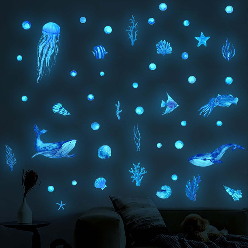2x Calcomanías De Pared De Criaturas Del Océano Que