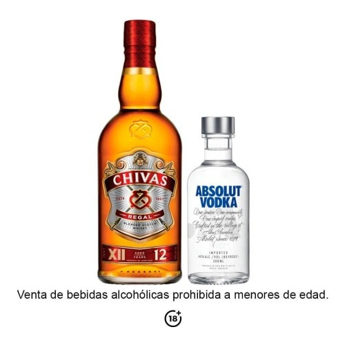 Whisky Chivas Regal 12 Años 750ml + Vodka Absolut Blue 200ml