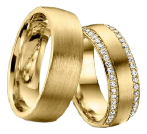Alianças De Casamento Em Ouro Cravejada Com Diamantes