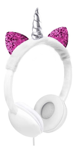 Auriculares Unicornio Kawaii Con Orejitas Brillosas Infantil