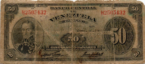 Billete 50 Bolívares 11 De Marzo 1960 Serial H7