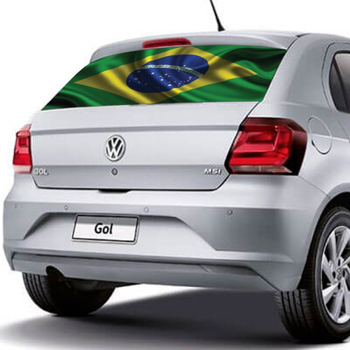 Adesivo Perfurado Bandeira Brasil Carro Vidro Trás 110x29cm