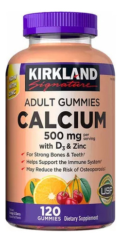 Kirkland Calcio 500mg Con Vitamina D3 Y Zinc 120 Gomitas 