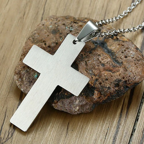 Imagem 3 de 5 de Colar Masculino Com Pingente Crucifixo Oração Pai Nosso