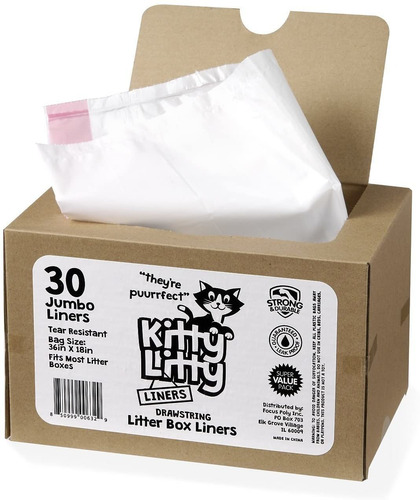 Cat Litter Box Liners 30 Count Drawstring Cat Waste Liners