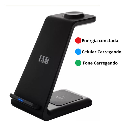 Carregador Sem Fio 3 Em 1 Celular Relógio Fones E Outros Dispositivos Com 20w Suporte Versátil Design Elegante Certificação Anatel Ideal Para Uma Experiência Completa.