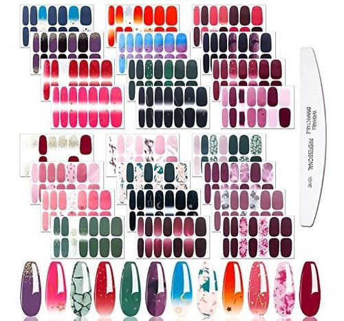 Jerclity - 24 Pegatinas De Tiras De Esmalte De Uñas De Gel, 