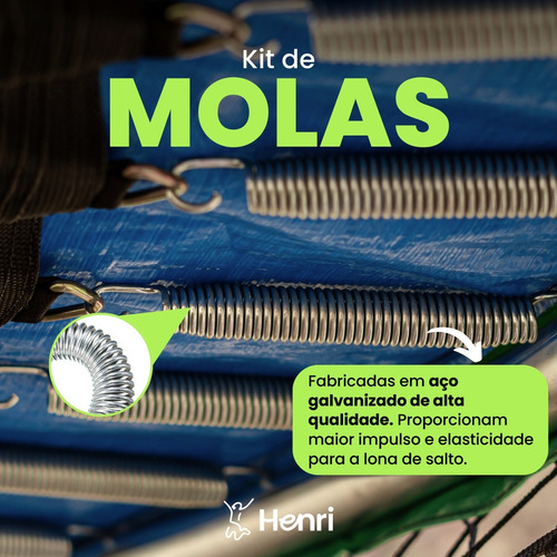 Cama Elastica Infantil Pula Pula Grande 2,44 Metros Home Kids Cor Verde Rede De Proteção com Zíper Henri Trampolim