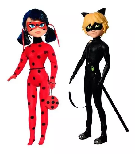 Kit Bonecos Articulados Miraculous Ladybug E Cat Noir Baby Brink