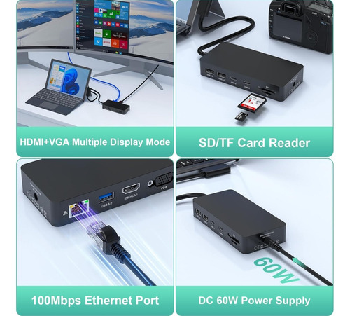 Microsoft Surface Dock Con Triple Visualización Hdmi Dual +v
