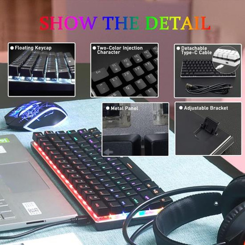 Teclado Mecánico Para Juegos Con Cable Y Retroiluminación Le