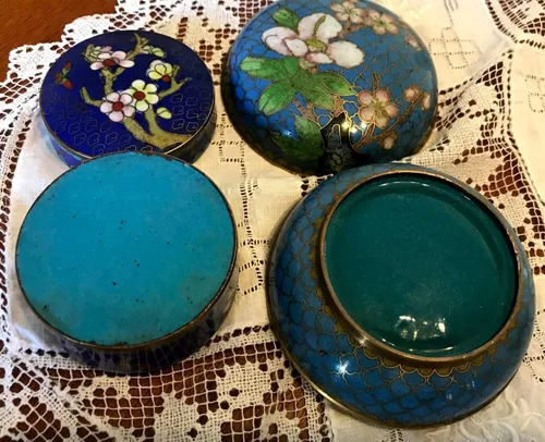Caja Tecnica Cloisonne Oriental Lote X2 Antigua Año 1904