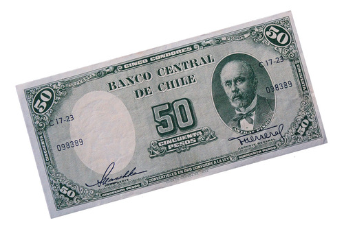 ¬¬ Billete Chile $50 1939 - 1959 / Maschke - Herrera Unc Zp