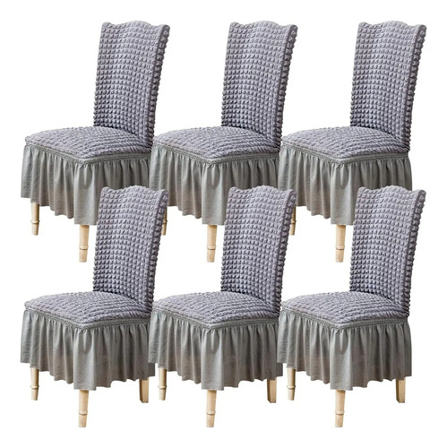 6 Pzas Fundas Elástica Protectora De Silla Comedor Gris Geométrico