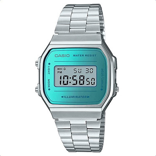 Reloj Casio Hombre Digital Vintage Iluminator Crono Alarma Color De La Malla Plateado