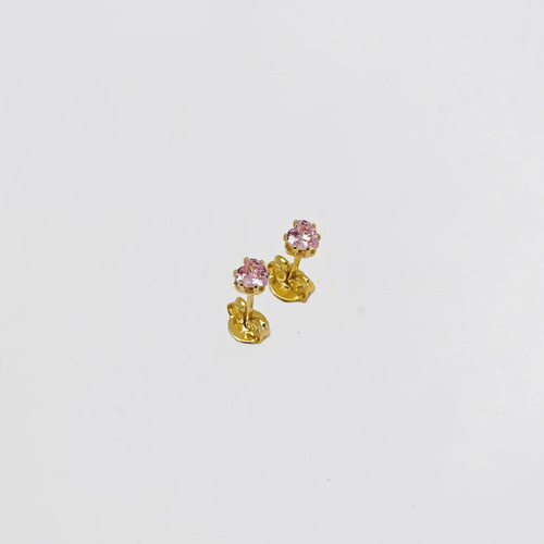 Arete Topo Rosado Forma Corazón En Oro Laminado 18k