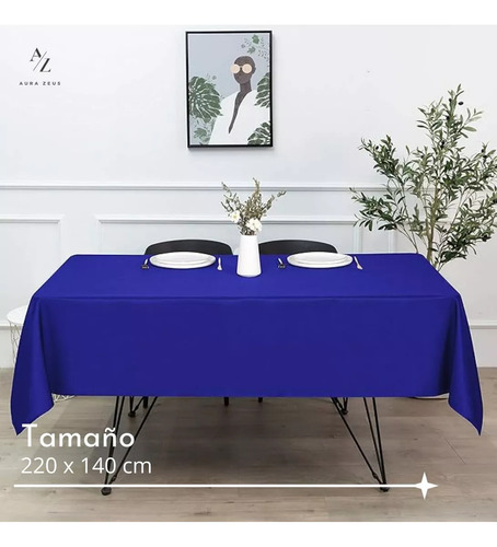 Mantel Rectangular Antimanchas Impermeable 220 X 140 Cm Mesa Aura Zeus Genero Redondo Azul Fiesta Cumpleaños Evento Tela Diseño Algodón Lino