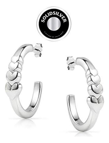 Solidsilver - Pendientes De Aro Con Corazón Pulido En Plata