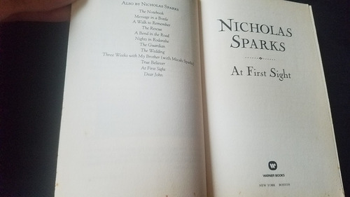 At First Sight Nicholas Sparks En Ingles Autor The Notebook (Usado)