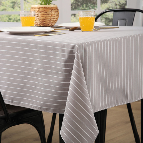 Mantel De Mesa Cocina Rectangular 150x250cm Antimanchas Lines Visón Medio Estampado