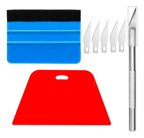 Kit Herramientas Alisado Corte De Vinilos Tapiz Adhesivo Color Rojo