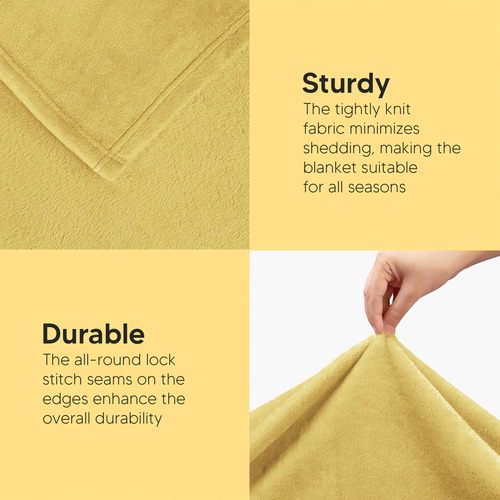 Manta Polar Blanket Utopia, Tamaño Doble, Color Amarillo, 30